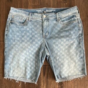 Torrid Checkered Light Blue Denim Shorts